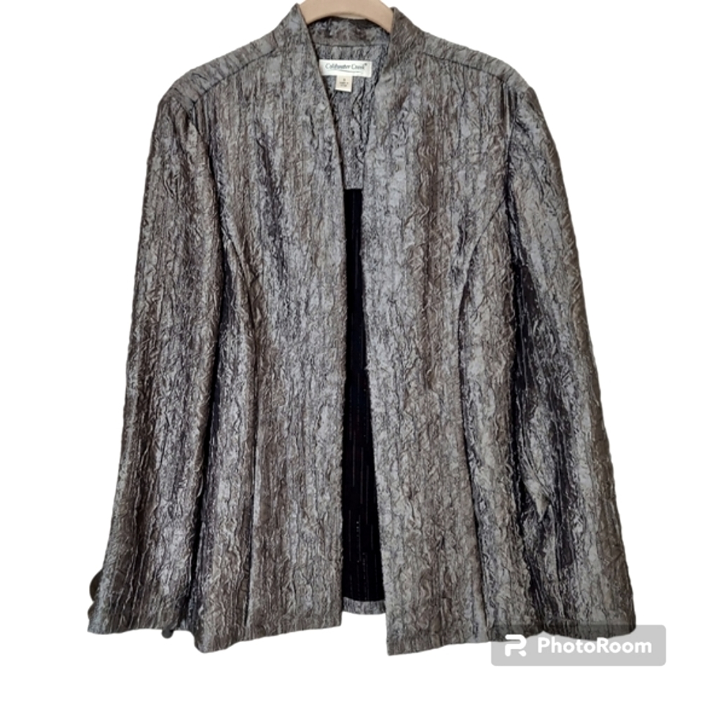 Coldwater Creek Jacket LS Open Front Unlined Classic Travels Well Gray..S.. NWOT
